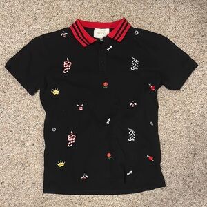 Gucci Black Polo Shirt with Red Accents